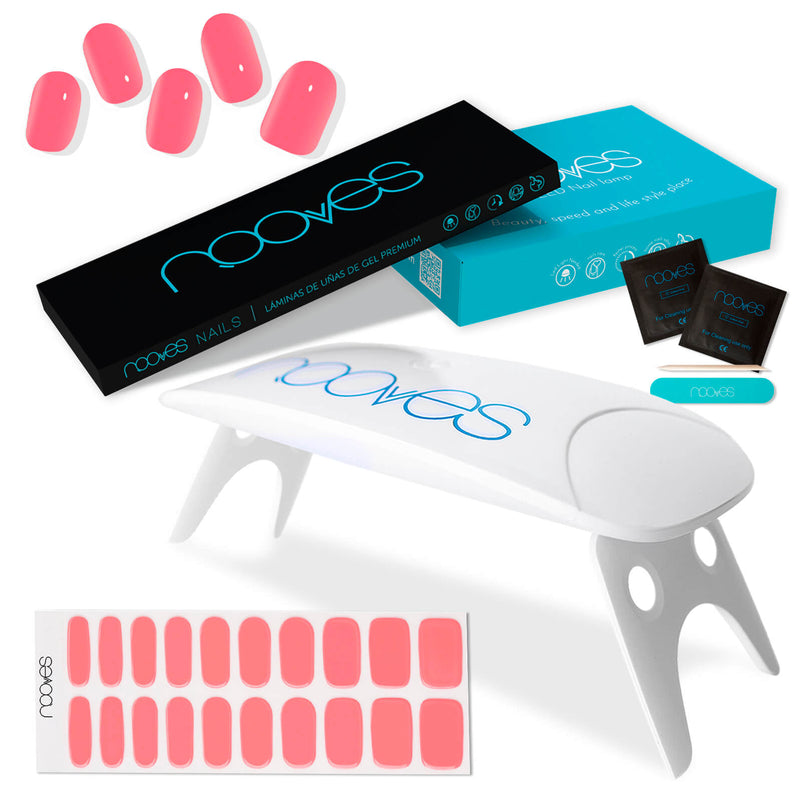 Pack Lámina de uñas de gel Premium precurado Nooves Nails Diseños Rosas + Lámpara uñas UV/LED PORTÁTIL 8w